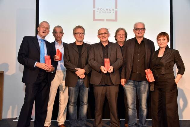 Gruppenbild der Preisträger Louwrens Langevoort, Walther König, Reiner Michalke, Matthias von Welck, Gerhard Veeck und Norbert von der Grün und Stefanie Klingemann am 29.06.2017 in Köln bei der Verleihung des 8. Kölner Kulturpreis. Der Kölner Kulturpreis ist eine Auszeichnung des Kölner Kulturrates. Er würdigt die Leistungen des Vorjahres.