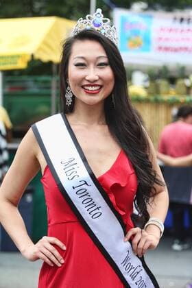 July 1, 2017 - Toronto, Ontario, Canada - Miss Toronto World 2017 ALICE LI takes part in a multi-cultural Canada Day celebration at Yonge-Dundas Square in downtown Toronto, Ontario, Canada, on July 01, 2017. Canadians across the country celebrated the 150th birthday of Canada (the 150th anniversary of Confederation) Toronto Canada  - ZUMAn230 20170701_zaa_n230_784 Copyright: xCreativexTouchxImagingxLtdx