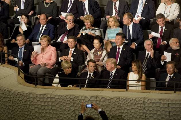 Themen der Woche Bilder des Tages Deutschland, Hamburg, G20, Elbphilharmonie, Bundeskanzlerin Angela Merkel, Donald Trump mit Frau Melania, Emmanuel Macron mit Frau Brigitte, 07.07.2017