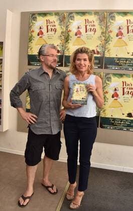Der Regisseur Martin Baltscheit , l-r, und die Schauspielerin Anke Engelke posieren am 08.07.2017 in Köln bei der Premiere des Films Nur ein Tag