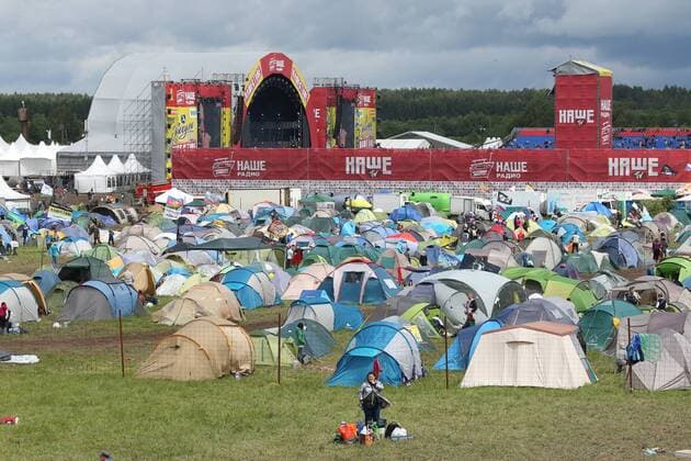 TVER REGION, RUSSIA â€“ JULY 9, 2017: A tent camp at the 2017 Nashestvie open air rock music festival. Alexander Ryumin TASS  TS056AD3