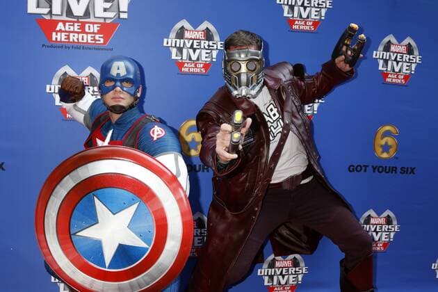 July 8, 2017 - Los Angeles, CA, USA - LOS ANGELES - JUL 8: Star-Lord, Captain America at the Marvel Universe Live Red Carpet at the Staples Center on July 8, 2017 in Los Angeles, CA Los Angeles USA - ZUMAb170 20170708_zap_b170_046 Copyright: xKayxBlakex