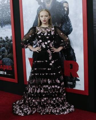 Amiah Miller arrives on the red carpet at War for the Planet Of The Apes premiere at SVA Theater on July 10, 2017 in New York City.  NYP20170710104 JOHNxANGELILLO
