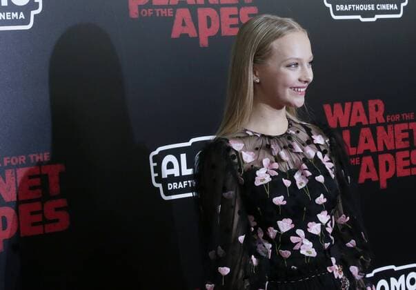 Amiah Miller arrives on the red carpet at War for the Planet Of The Apes premiere at SVA Theater on July 10, 2017 in New York City.  NYP20170710115 JOHNxANGELILLO