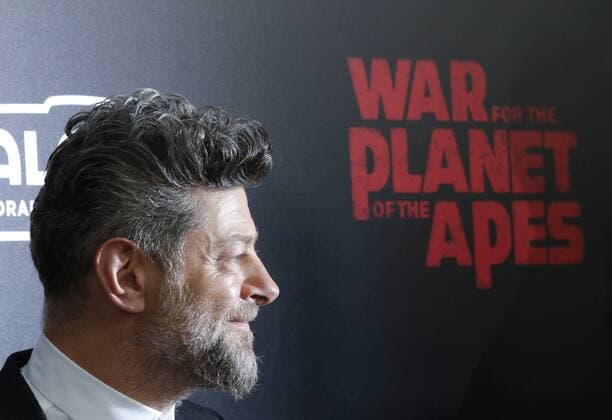 Andy Serkis arrives on the red carpet at War for the Planet Of The Apes premiere at SVA Theater on July 10, 2017 in New York City.  NYP20170710120 JOHNxANGELILLO