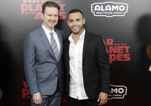 Gabriel Chavarria and Matt Reeves arrive on the red carpet at War for the Planet Of The Apes premiere at SVA Theater on July 10, 2017 in New York City.  NYP20170710132 JOHNxANGELILLO