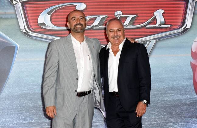 Foto IPP Gioia Botteghi Roma 12 07 2017 presentazione del film di animazione Cars 3 nella foto l ex pilota e commentatore sportivo Ivan Capelli con il giornalista sportivo Gianfranco Mazzoni doppiatori della versione italiana  0
