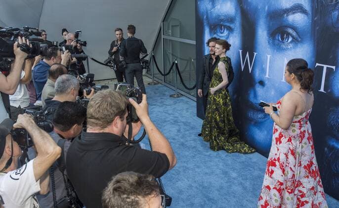 July 12, 2017 - Los Angeles, California, U.S - Kit Harington, Rose Leslie arrives at the Premiere Of HBO s Game Of Thrones Season 7 at Walt Disney Concert Hall on July 12, 2017 in Los Angeles, California. Los Angeles U.S. - ZUMAg199 20170712_zap_g199_089 Copyright: xMichaelxGouldingx