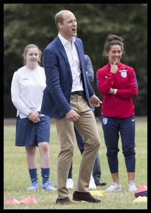 . 13 07 2017. London, United Kingdom. The Duke of Cambridge during a kick about with the England Women football team in the grounds of Kensington Palace in London after a reception to wish the team good luck in the forthcoming UEFA Women s Euro 2017 tournament in the Netherlands.  xStephenxLockx xi-Imagesx IIM-15554-0046