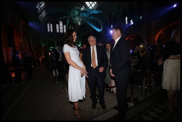 . 13 07 2017. London, United Kingdom. Duchess of Cambridge Natural History Museum. The Duchess of Cambridge and Sir David Attenborough attend the reopening of Hintze Hall at the Natural History Museum in London.  xi-Imagesx xPoolx IIM-15566-0007