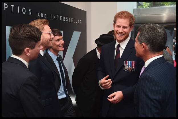 . 13 07 2017. London, United Kingdom. Prince Harry Dunkirk veterans. Prince Harry (2nd R) and actors (L-R) Barry Keoghan, Sir Kenneth Branagh and Cillian Murphy attend the Dunkirk World Premiere at Odeon Leicester Square on July 13, 2017 in London, England.  xi-Imagesx xPoolx IIM-15567-0009