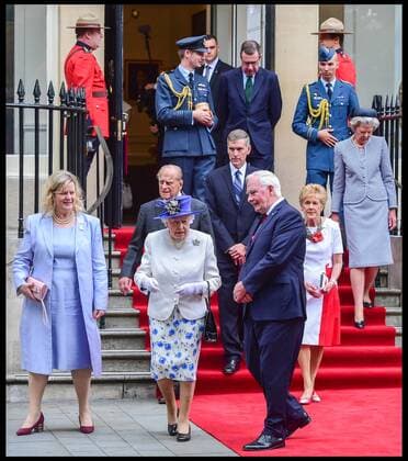 . 19 07 2017. London, United Kingdom. The Queen and Prince Philip Visit Canada House. Her Majesty Queen Elizabeth II and Prince Philip, the Duke of Edinburgh visit Canada House in Trafalgar Square to celebrate Canada s 150th anniversary of Confederation. Their Highnesses will view artefacts and displays celebrating Canada 150, including items from the Royal Archives and from the National Maritime Museum s exhibition Death in the Ice, which explores Sir John Franklin s final Arctic expedition.  xPetexMaclainex xi-Imagesx IIM-15605-0013