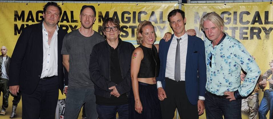 Bjarne Maedel, Charly Huebner, Annika Meier, Marc Hosemann, Sven Regner, Arne Feldhusen, Detklef Buck v.l.n.r. Ankunft zur Premiere von MAGICAL MYSTERY OPEN AIR KULTURFORUM am Matthaeikirchplatz in Berlin am 19.07.2017