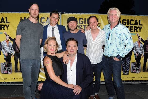 Bjarne Maedel, Charly Huebner, Annika Meier, Marc Hosemann, Sven Regner, Arne Feldhusen, Detlef Buck v.l.n.r. Ankunft zur Premiere von MAGICAL MYSTERY OPEN AIR KULTURFORUM am Matthaeikirchplatz in Berlin am 19.07.2017