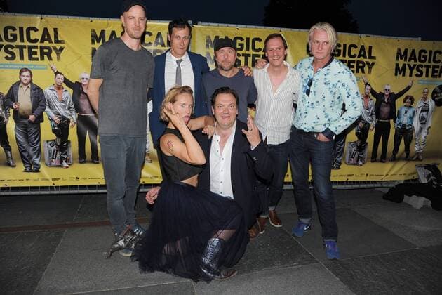 Bjarne Maedel, Charly Huebner, Annika Meier, Marc Hosemann, Sven Regner, Arne Feldhusen, Detlef Buck v.l.n.r. Ankunft zur Premiere von MAGICAL MYSTERY OPEN AIR KULTURFORUM am Matthaeikirchplatz in Berlin am 19.07.2017