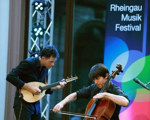 (170719) -- WIESBADEN (GERMANY), July 19, 2017 -- Austrian musicians Klemens Bittmann (L) and Matthias Bartolomey perform at the 30th Rheingau Music Festival in Wiesbaden, Germany, on July 19, 2017. The 30th Rheingau Music Festival is held from June 24 to Sept. 2. ) GERMANY-WIESBADEN-RHEINGAU MUSIC FESTIVAL-KLEMENS BITTMANN-MATTHIAS BARTOLOMEY LuoxHuanhuan 
