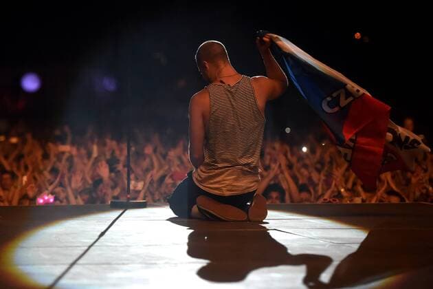 Singer Dan Reynolds of the US music band Imagine Dragons performs during the first day of the Colours of Ostrava music festival in Ostrava, Czech Republic, on July 19, 2017. (CTKxPhoto JaroslavxOzana) CTKPhotoP201707200199501  jao 16