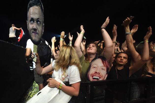 Fans of the US music band Imagine Dragons attend the first day of the Colours of Ostrava music festival in Ostrava, Czech Republic, on July 19, 2017. (CTKxPhoto JaroslavxOzana) CTKPhotoP201707200200001  jao 17
