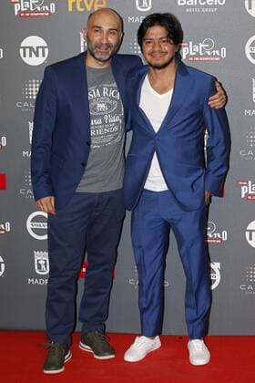 Costa Rican director Esteban Ramirez (L) and his compatriot, actor Leynar Gomez, pose as they arrive at the presentation of the Platino Awards at the Callao Cinema in Madrid, Spain, 20 July 2017. The Magic Box will be the venue for the fourth edition of the Ibero American Cinema Platino Awards next 22 July. PLATINO AWARDS PRESENTATION PARTY IN MADRID !ACHTUNG: NUR REDAKTIONELLE NUTZUNG!  Copyright: xKikoxHuescax MAD008 20170721-636361921245966673