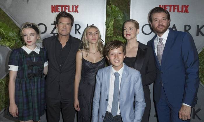 NYC: Netflix Ozark New York premiere Julia Garner, Jason Bateman, Sofia Hublitz, Skylar Gaertner, Laura Linney, Jason Butler Harner attend Netflix Ozark New York Premiere screening at Metrograph  LevxRadin