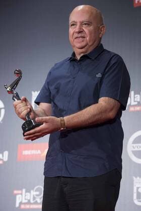 Agustin Almodovar, receive best film poster for Julieta receive best actress public award during press conference with the honorific award of Platinos Awards 2017 in Madrid, July 21, 2017. Spain.  (20170721069)