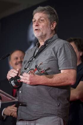 Fernando Sokolowicz, producer of El Ciudadano Ilustre receive best film public award during press conference with the honorific award of Platinos Awards 2017 in Madrid, July 21, 2017. Spain.  (20170721060)