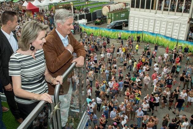 King Philippe - Filip of Belgium and Queen Mathilde of Belgium pictured during a visit at the Tomorrowland music festival, Friday 21 July 2017. The 13th edition of Tomorrowland electronic music festival takes place at the De Schorre terrain in Boom from 20 to 23 July 2017 and from 27 to 30 July 2017.  POOLxDANNYxGYS 05136156