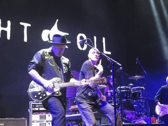 Australian band Midnight Oil s lead singer Peter Garret (C) and guitarist Jim Moginie (L) perform during the concert held as part of Colours of Ostrava Music Festival iin Ostrava, Czech Republic, late 21 July 2017. The festival runs from 19 to 22 July. Colours of Ostrava music festival !ACHTUNG: NUR REDAKTIONELLE NUTZUNG!  Copyright: xEstherxMartínx 20170722-636363226362713303