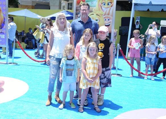 July 23, 2017 - Hollywood, California, U.S. - Tori Spelling, Family attends The Los Angeles Premiere of The Emoji Movie held at the Regency Village Theater in Westwood, California on July 23, 2017. 2017 Hollywood U.S. - ZUMAl86_ 20170723_zaf_l86_086 Copyright: xDavexLongendykex