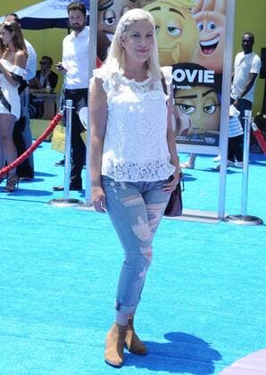July 23, 2017 - Hollywood, California, U.S. - Tori Spelling attends The Los Angeles Premiere of The Emoji Movie held at the Regency Village Theater in Westwood, California on July 23, 2017. 2017 Hollywood U.S. - ZUMAl86_ 20170723_zaf_l86_089 Copyright: xDavexLongendykex