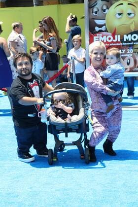 July 23, 2017 - U.S. - 23 July 2017 - Los Angeles, California - Joe Gnoffo, Terra Jole, Penelope Charlevoix Gnoffo, Grayson Gnoffo. Premiere Of Columbia Pictures And Sony Pictures Animation s The Emoji Movie held at Regency Village Theatre - Westwood, CA. Photo Credit: PMA AdMedia U.S. - ZUMAa123 20170723_zaa_a123_704 Copyright: xPmaAdmediax