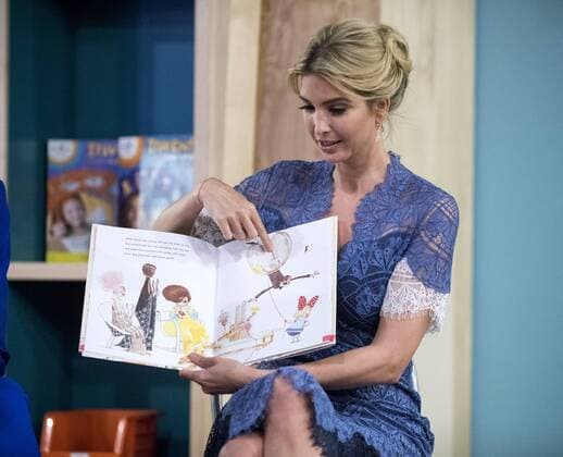 Ivanka Trump and Education Secretary Betsy DeVos (not shown) read Rosie Revere, Engineer to early grade school children at the Spark Lab at the National Museum of American History in Washington, DC on July 25, 2017. DeVos and Ivanka Trump focused the event on getting girls excited about STEM studies as they participated in certain science experiments.  WAS2017072538 PatxBenic