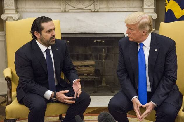 President Donald Trump holds a bi-lateral meeting with Saad Hariri, Prime Minister of Lebanon, in the Oval Office at the White House in Washington, D.C. on July 25, 2017.  WAX20170725211 ZACHxGIBSON