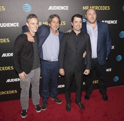 July 25, 2017 - Beverly Hills, California, U.S - Bobby Mort, Peter Farrelly, Ron Livingston and Will Sasso The cast of AT&T AUDIENCE Networks Ã’Mr. MercedesO, adapted from the original novel by Stephen King, walked the red carpet before viewing this year s screening at the Beverly Hilton Garden. The dramatic series follows a serial killer as he taunts a retired police detective leading the ex-cop to undertake a private investigation before the killer can strike again. The dramatic suspense thriller is set to premiere on the Audience Network on August 9, 2017. Beverly Hills U.S. - ZUMAb102 20170725_zaf_b102_065 Copyright: xDavidxBrox