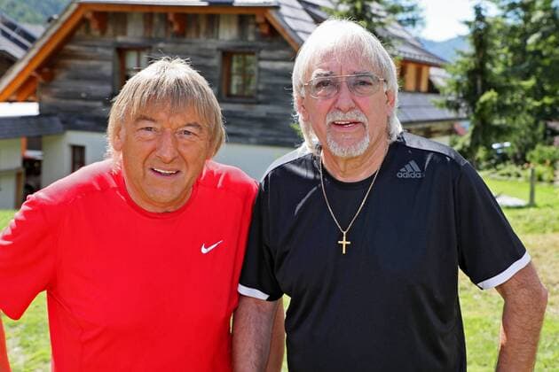 ORF Wenn die Musi spielt . Die Amigos ( Bernd und Karl-Heinz Ulrich ) am Rande des Künstlertreffs zum Musik Open Air Wenn die Musi spielt am 28.07.2017 auf dem Festgelände in Bad Kleinkirchheim.