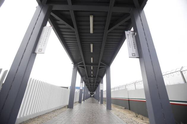 July 31, 2017 - San Ysidro, California, USA - San Ysidro, California, USA July 31st, 2017 Opening of the Pedwest pedestrian entrance into Tijuana, Mexico. A long corridor leads to Mexican customs area. Ã‚Â© The San Diego Union Tribune 2017 San Ysidro USA - ZUMAs44_ 20170731_zaf_s44_007 Copyright: xAlejandroxTamayox