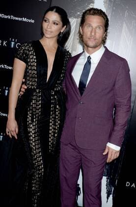 Camila Alves and Matthew McConaughey arrive on the red carpet at The Dark Tower New York Premiere on July 31, 2017 in New York City.  NYP20170731183 DENNISxVANxTINE