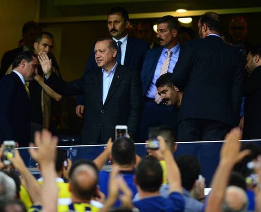 Republic of Turkey President Recep Tayyip Erdogan during the UEFA Europa League second leg match between Fenerbahce and Sturm Graz at Ulker Stadium in Istanbul , Turkey on 03 August 2017. 