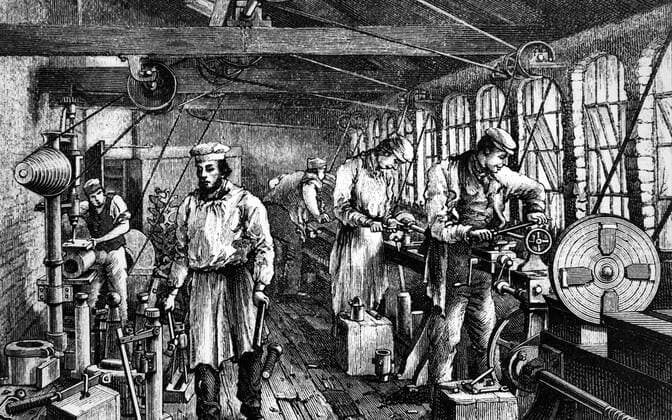 IMAGO History, Die Geburt des Eisenbahnverkehrs: 1802-1830 Engraving depicting a small engineering works from Richard Tangye s One and All . Richard Tangye (1833-1906) a British manufacturer of engines and other heavy equipment. Dated 19th Century WorldxHistoryxArchive 917_05_WHA_095_0278