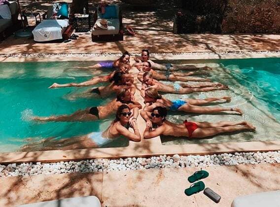 Cara Delevingne s birthday party in the jungle: Model takes group of friends to £5,750 a night retreat in Mexico to celebrate her 25th birthday Jaime Winstone;Josephine de la Baume;Cara Delevingne;Christabel Reed;Sophia Kerrison;Scarlet Alexander;Jazzy De Lisser;Octavia Calthorpe;Tallulah Bernard;Niamh Watmore Mexico  539141