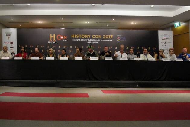 Philippines: HistoryCon 2017 Press Con (L - R) Simon Yin (History Hustle), Phoemela Baranda (Celebrity Car Wars), Justin Mott  GeorgexBuid