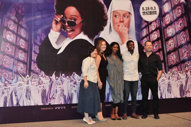 American actors and actresses attend a premiere event for American musical Sister Act in Beijing, China, 18 August 2017. American actors and actresses highlight premiere event for musical Sister Act in Beijing  pbu668843_12