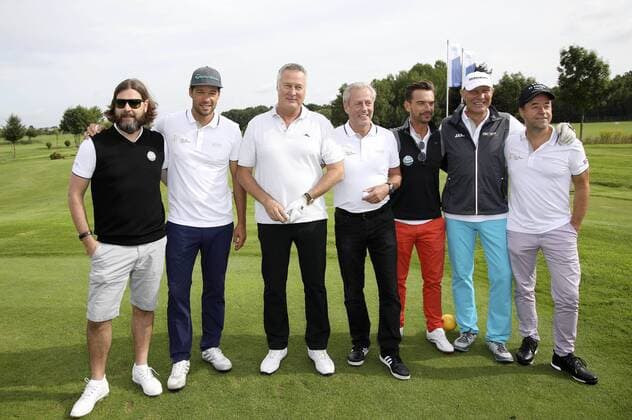 Rea Garvey, Michael Ballack, Jürgen B. Harder, Steffen Göpel, Florian Silbereisen, Axel Schulz und Jan Josef Liefers beim 10. GRK Golf Charity Masters 2017 in der Golfanlage Golfclub Leipzig im Golfresort Machern. Leipzig, 19.08.2017 Foto:xS.xGabschx xFuturexImage