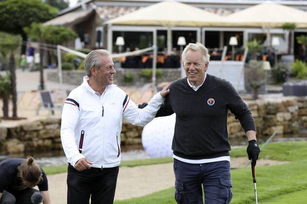Steffen Göpel und Johannes B. Kerner beim 10. GRK Golf Charity Masters 2017 in der Golfanlage Golfclub Leipzig im Golfresort Machern. Leipzig, 19.08.2017 Foto:xS.xGabschx xFuturexImage