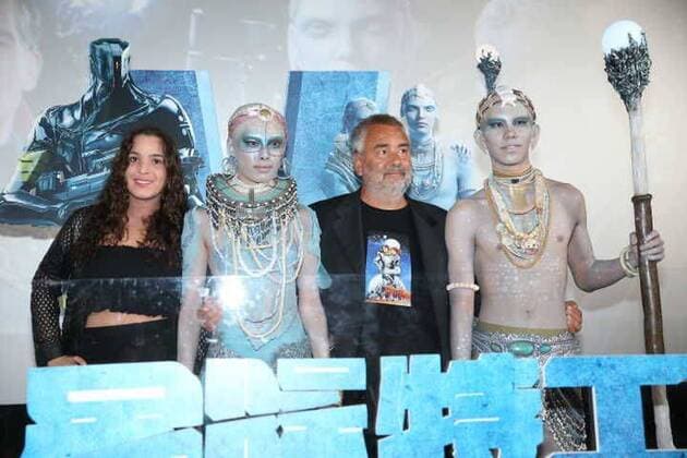 French director Luc Besson, right, attends a premiere event for his new movie Valerian and the City of a Thousand Planets in Beijing, China, 20 August 2017. Luc Besson highlights premiere event for Valerian and the City of a Thousand Planets in Beijing  20170820_08244