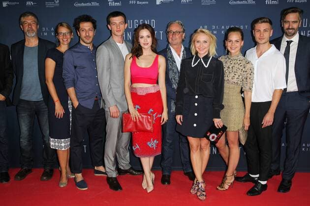 Fahri Yardim, Jannis Niewoehner, Emilia Schuele, Ulli Aselmann, Anna Maria Muehe, Alicia von Rittberg, Jannik Schuemann, Alain Gsponer (Regisseur), Filmpremiere von Jugend ohne Gott im Mathaeser Filmpalast in Muenchen am 21.08.2017
