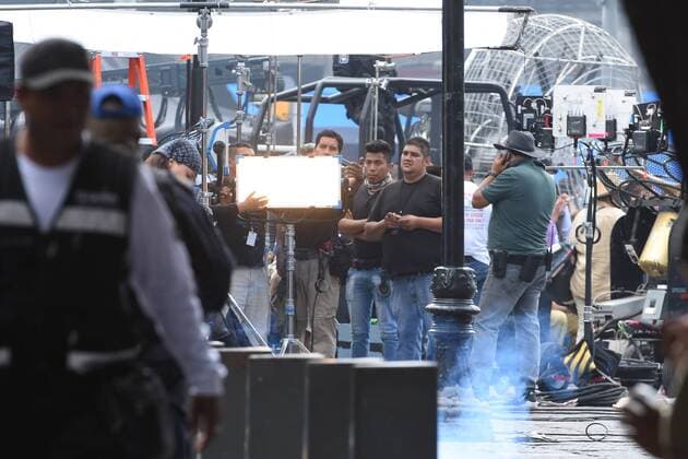 August 21, 2017 - Mexico City, Mexico, Mexico - The Cinema Extras are seen waiting for instructions from the Director during the film set of the latest film of Godzilla: King of the Monsters on August 21, 2017 in Mexico cIty, Mexico Mexico City Mexico  - ZUMAn230 20170821_zaa_n230_392 Copyright: xCarlosxTischlerx