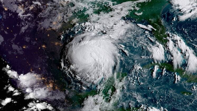 August 24, 2017 - Gulf Of Mexico, TX, United States - Hurricane Harvey approaches the coast of Texas from the Gulf of Mexico as it strengthens to a category 3 storm as seen from the GOES-16 satellite August 24, 2017. The hurricane is expected bo be a life-threatening storm with a large storm surge and extensive flooding expected. Gulf Of Mexico United States - ZUMAp138 20170824_zaa_p138_034 Copyright: xNoaax