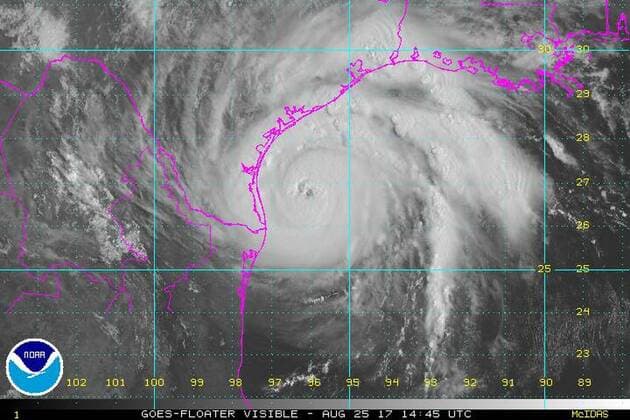 August 25, 2017 - Texas, U.S. - Satellite and Radar above storm formation. Tropical Storm Harvey is expected to strengthen into aÊhurricaneÊbefore bringing a extremely dangerous combination of rainfall and storm-surge flooding to areas near the Texas and LouisianaÊcoasts. The storm became a Category 2 hurricane early Friday, with winds of 110 mph. It is forecast to strengthen to a Category 3 storm before landfall overnight. U.S. - ZUMAz03_ 20170825_shw_z03_522 Copyright: xNOAAx