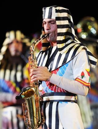MOSCOW, RUSSIA - AUGUST 26, 2017: A member of the Egyptian Military Symphonic Orchestra performs at the opening ceremony of the 2017 Spasskaya Tower international military music festival in Moscow s Red Square. Sergei Savostyanov TASS  TS05D103